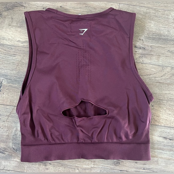GymShark SWEAT SEAMLESS MIDI TANK SZ XL Baked Maroon - Picture 3 of 4